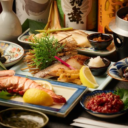 《夏》『稲ノ和・贅沢コース』特大エビの炉端で焼く塩焼きなど全9品4500円