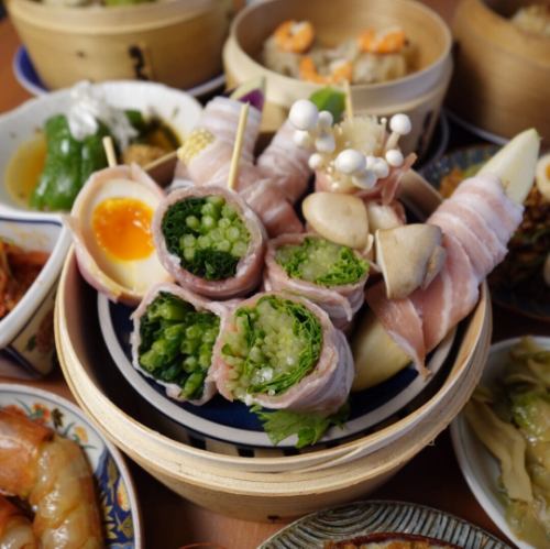 京風お出汁で頂く野菜巻き蒸は絶品！