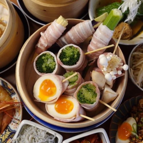 京風つけつゆで頂く野菜巻き蒸し1本～注文OK！