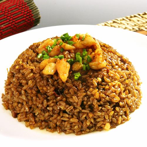 Seafood black fried rice with XO sauce