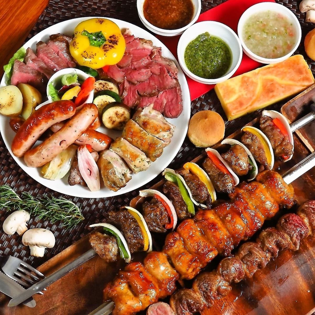 Churrasco party at ALEGRIA! Enjoy all-you-can-eat meal