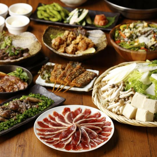[豬肉或鴨肉選擇！] 涮涮鍋套餐★ 9道菜、120分鐘無限暢飲 4,400日元