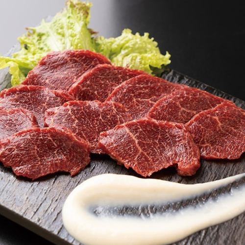 Premium sirloin marbled horsemeat sashimi