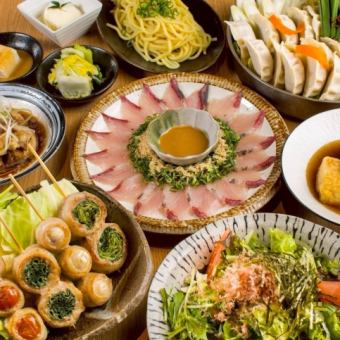 ●3時間飲み放題付●自慢のゴマサバや牛タンネギまみれ/巻き串/炊き餃子鍋など♪全10品4000円
