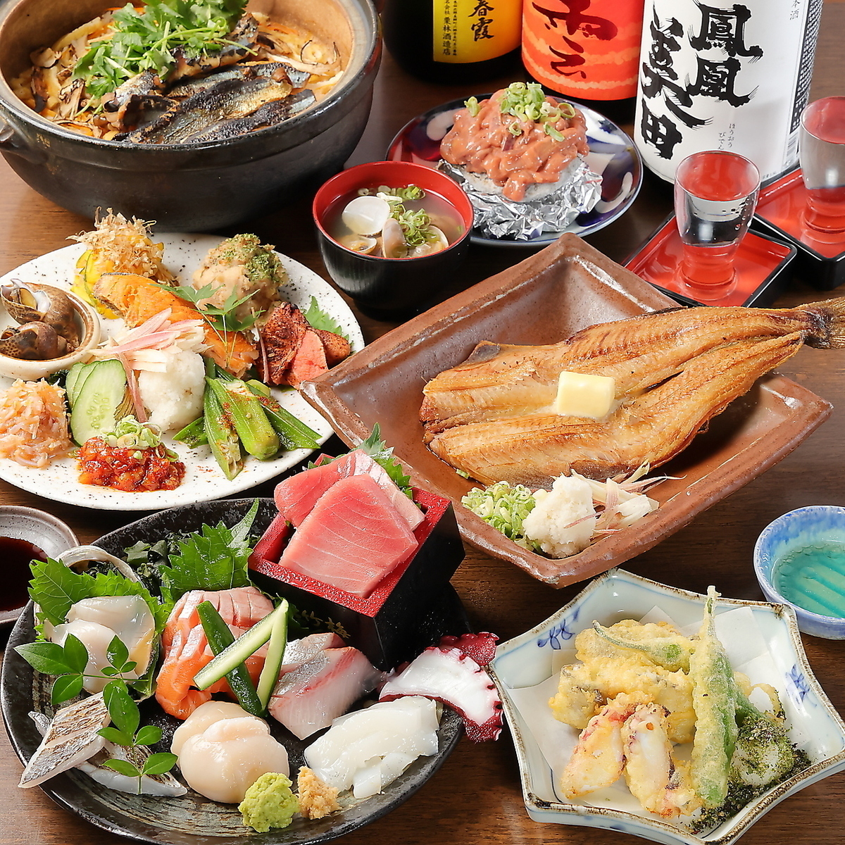 個室あり◎梅田徒歩5分◎古民家風の空間で海鮮・釜飯料理を堪能