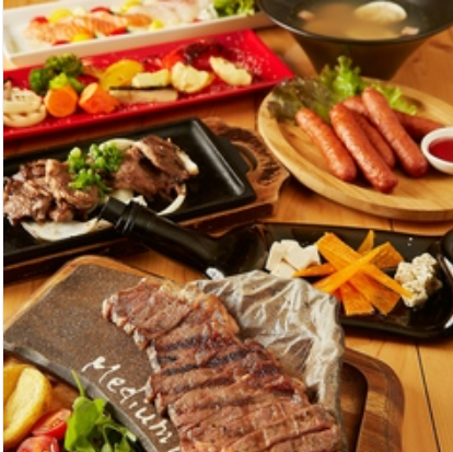 【120分プレミアム飲み放題付♪】サーロインステーキなどちょっと贅沢な《肉バル5000円コース》