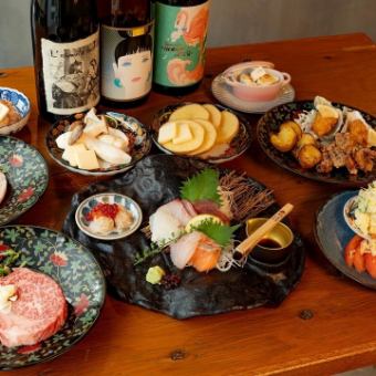 和牛サーロイン×刺身5点盛りの贅沢鉄板コース《全7品＋飲み放題付き》