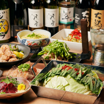 【個室確約】熊本直送馬刺し2種とごまかんぱち！博多のもつ鍋コース 5,000円【2.5時間飲み放題】