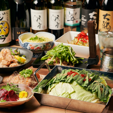 【個室確約】熊本直送馬刺し2種とごまかんぱち！博多のもつ鍋コース 5,000円【2.5時間飲み放題】