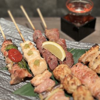 おまかせ炭火焼鳥盛り合わせ　8串盛り