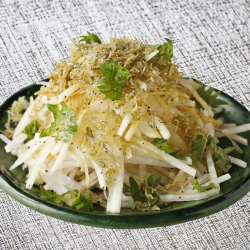 Radish and small sardine salad with green shiso