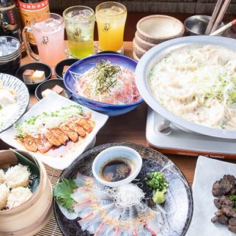《2 hours all-you-can-drink included》¥4800 course with Satsuma chicken and a choice of hotpot →¥4500 (tax included) with coupon