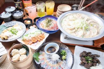 《2 hours all-you-can-drink included》¥4800 course with Satsuma chicken and a choice of hotpot →¥4500 (tax included) with coupon