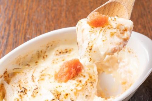 Pollock roe potato salad with grilled cheese