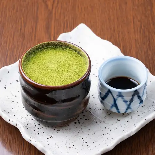 <Kagoshima> Homemade Chiran Tea Panna Cotta with Brown Sugar Syrup