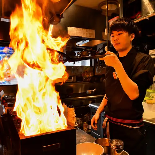 Spectacular! Charcoal-grilled with flames