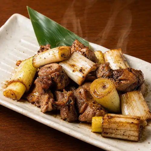 Satsuma Chirandori Chicken Skewers with Sauce and Green Onion