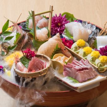 壽司和鯛魚涮鍋套餐<和>共6道菜【僅食物】4,950日元（含稅）