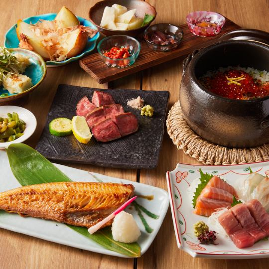 Akari 套餐 - 在炉边享用简餐 - 共 9 道菜，6,600 日元（包含 2 小时无限畅饮）