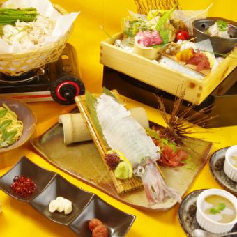 Enjoy Kyushu specialties such as live squid from Yobuko, offal hot pot, and horse sashimi [Kyushu taste tour course] 6,600 yen