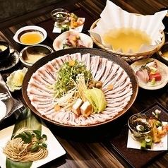 Five kinds of seasonal fish, famous kinako pork "Koji-scallion shabu" course 5,500 yen