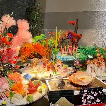 【贅沢宴会コース】鮮魚・牛タン・ズワイ蟹等を入った12品コース 3 時間飲み放題付 6980円