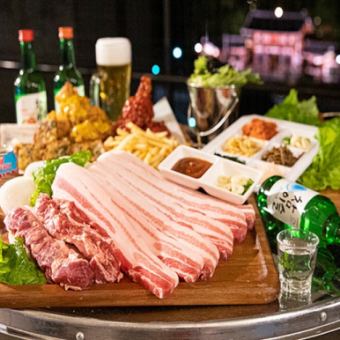 【新年派对限定！豪华套餐！】五花肉、蔡鸡等140种韩国料理自助餐