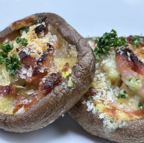 椎茸のにんにくパン粉焼き