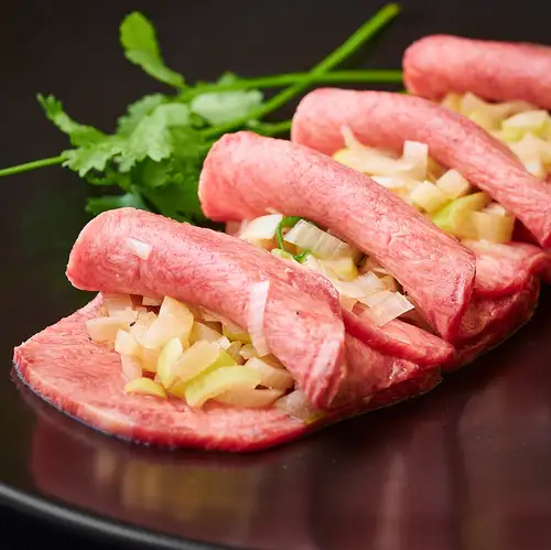 Thick-cut beef tongue and rare cuts