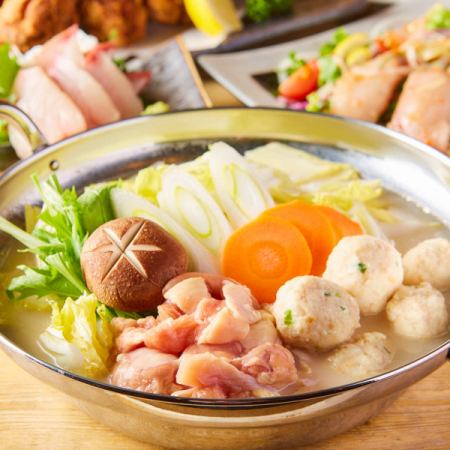 日～木限定☆【雅コース】鮮魚二種盛りに厳選鶏の水炊き鍋付き！2.5時間飲み放題8品3500円