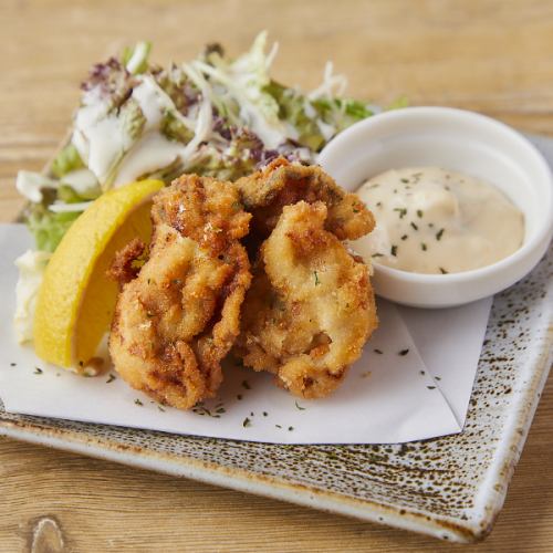 Serious fried raw oysters