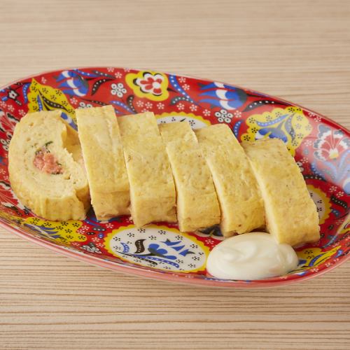 Rolled omelet and cod roe