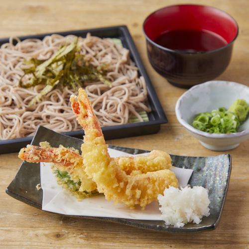 Large shrimp tempura and soba noodles