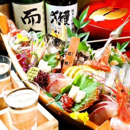 Gorgeous! Oita brand Seki horse mackerel boat platter and Oita wagyu beef course!