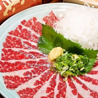 [Weekdays only] Horse sashimi, Wagyu beef, steak, yellowtail shabu-shabu ◆KAGAYAKI◆ 9 dishes in total, 2 hours all-you-can-drink for 6,000 yen →