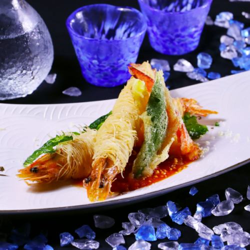 天使のパスタで巻いた海老フリット