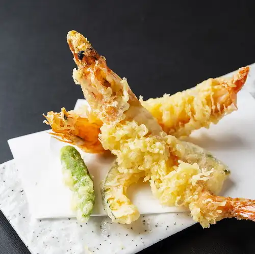 大海老と季節野菜の天ぷら 香り塩
