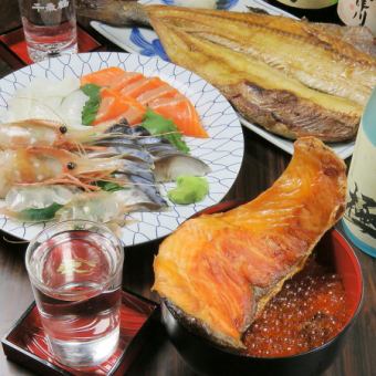 【豪华No.1！】超值生鱼片+一心丼+烤鱼1条套餐【3500日元】