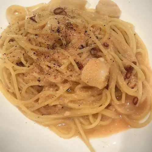 ホタテと明太子のペペロンチーノ