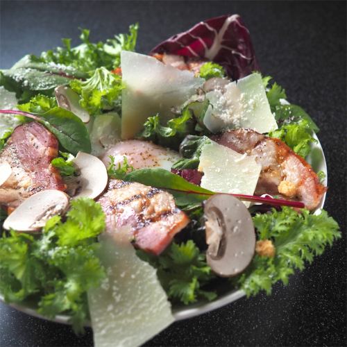 Caesar Salad with Smoked Iberian Pork Bacon and Smoked Nuts (S)