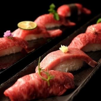 『肉寿司と選べるメイン極コース』国産牛ハラミステーキ含9品 3時間飲み放題付 6000円⇒5000円