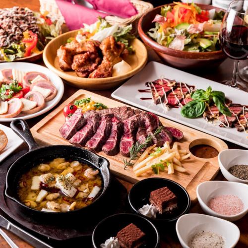 人気No.1『ローストビーフ&肉寿司コース』定番おつまみ含8品 3時間飲み放題付 4500円⇒3500円