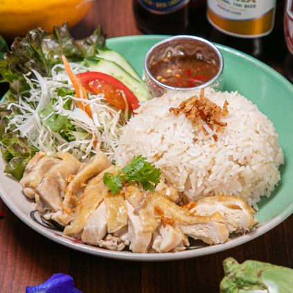 Khao man gai (Thai chicken topped rice)