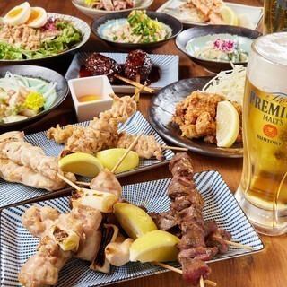 *超值优惠* <无限量烤鸡串/单点菜肴！> 2小时内无限量享用109种菜品和饮品！3000日元（含税）