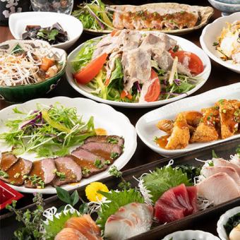 [Yume-Yume-] Rare tuna cutlet, 5 pieces of sashimi, Daisen chicken grilled with yuzu and pepper, etc.! 9 items in total, 2 hours all-you-can-drink included, 5,000 yen