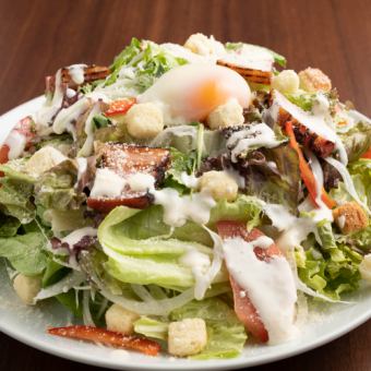 Caesar salad with thick cutting bacon