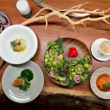 【彩り豊かでヘルシーなコース】《各3種》小鉢やお野菜フライなど、目で見ても楽しめる♪5000円(税込)～