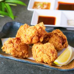 Deep-fried young chicken at a seafood stall