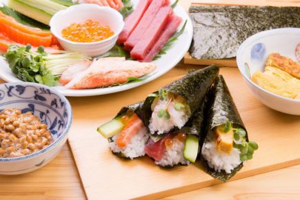 Weekend/2 hours all-you-can-eat and drink! 29 items in total! All-you-can-eat main hand-rolled sushi! [29 items 4,980 yen ⇒ 3,980 yen]