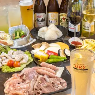 ★ 비아 테라스 ★ 【간편 코스】 BBQ 모듬 · 아히 조 · 구운 주먹밥 / 11 품 / 2H 음료 포함 / 5000 엔 (세금 포함)